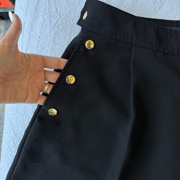 Zara Black High Waist Shorts with Gold Accents flat front side zipper size S - Picture 4 of 11